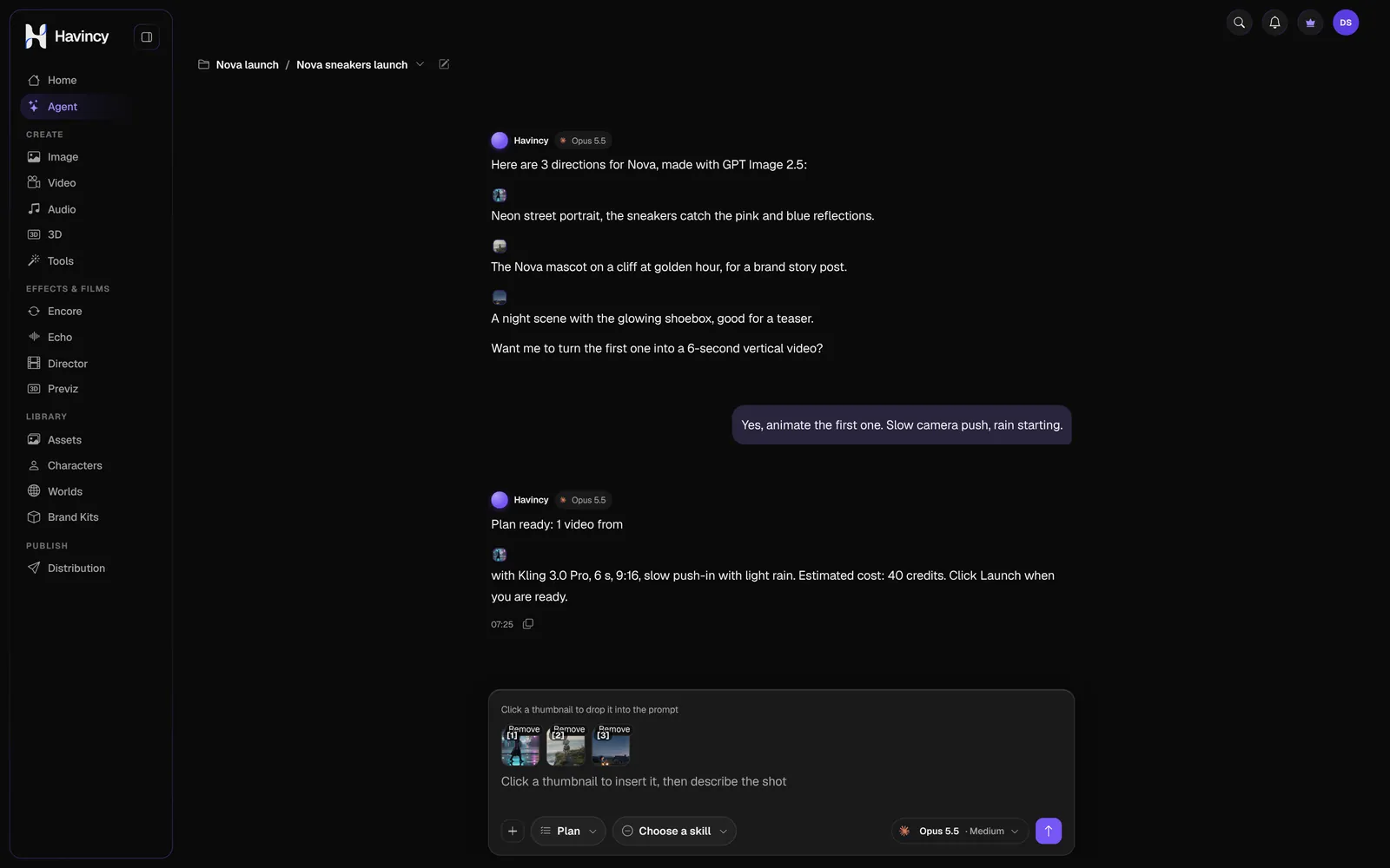 Havincy Agent chat interface