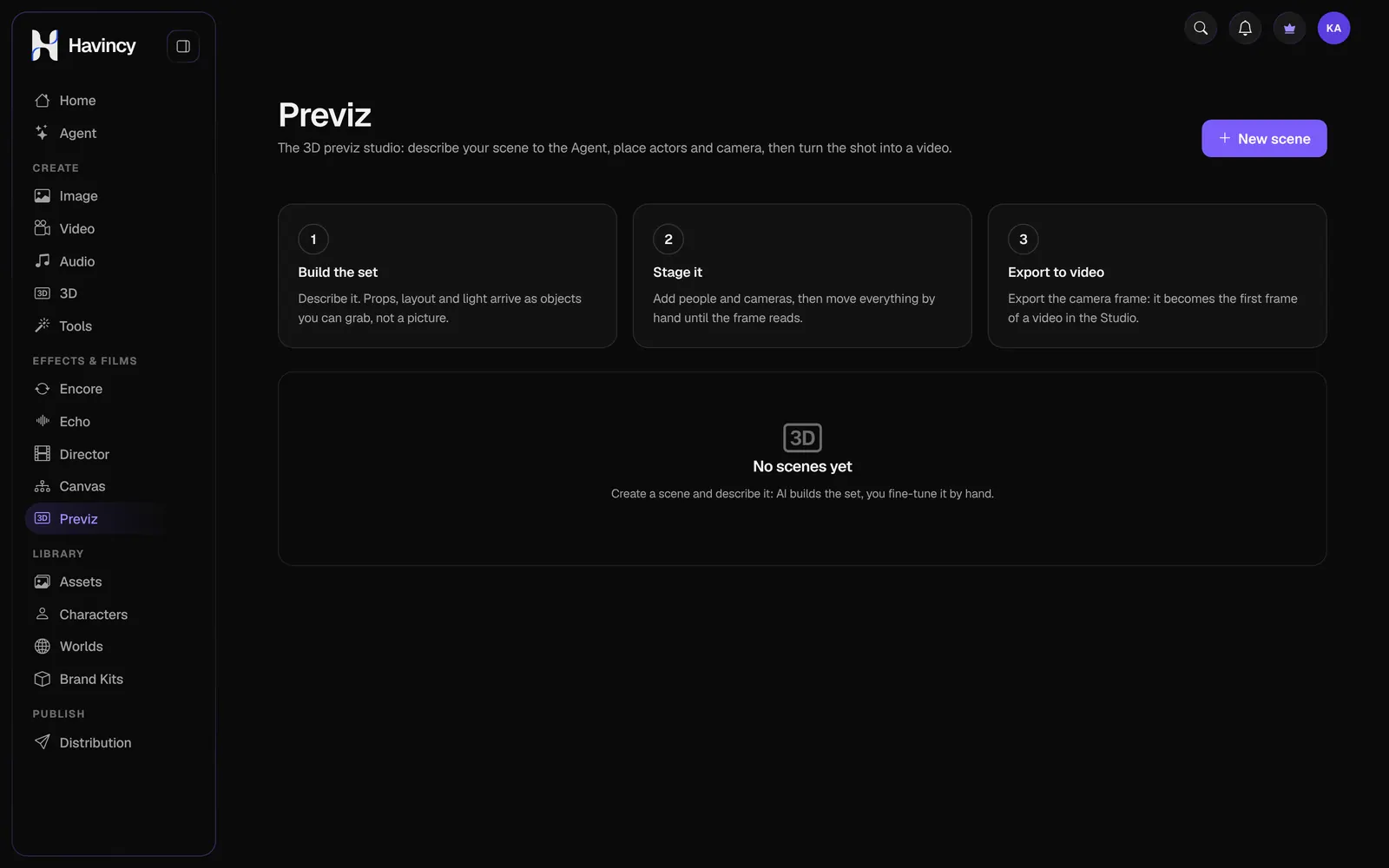 Havincy 3D previz studio